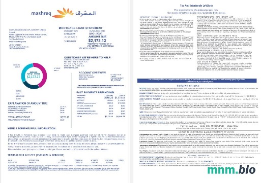 ZEA Mashreq wyciąg z kredytu hipotecznego w formatach Word i PDF, 4 strony 1-2